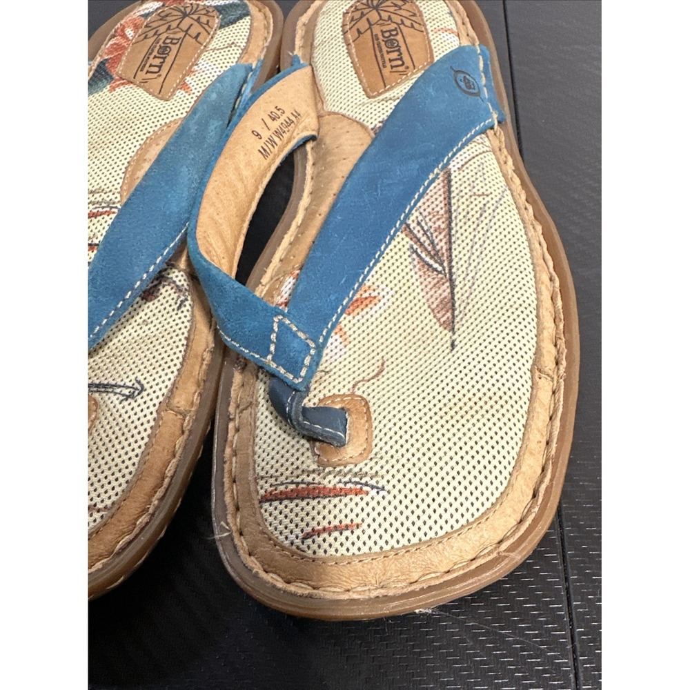 Born Bora Original Palm Tree Turquoise Thong Flip-Flops Women's Sz 9/40.5 EUC - Picture 5 of 6
